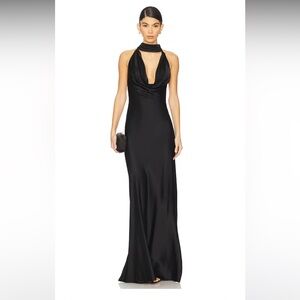 Stone Cold Fox x REVOLVE Amelia Gown Halter Satin Formal Evening Party Sz S